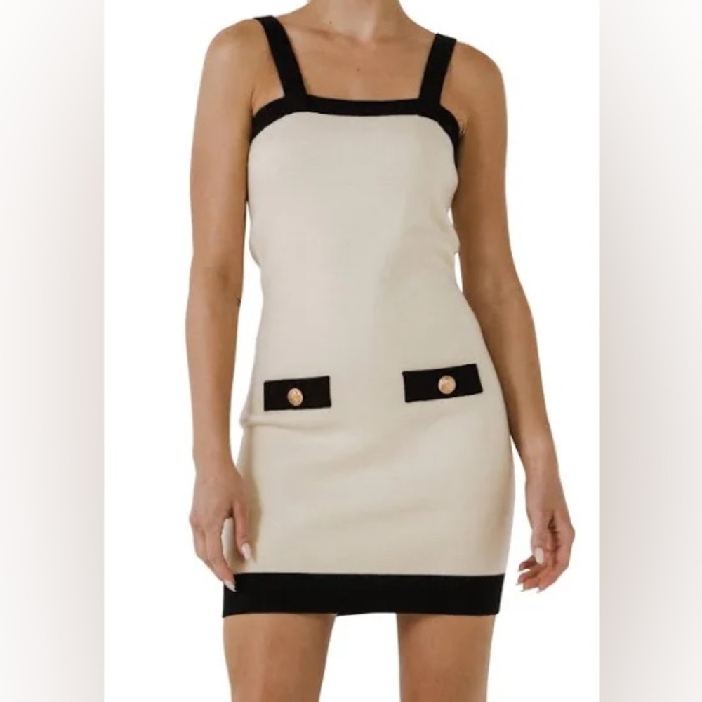 Endless Rose Ivory‎ Sweater Dress – Contrast Tank, M